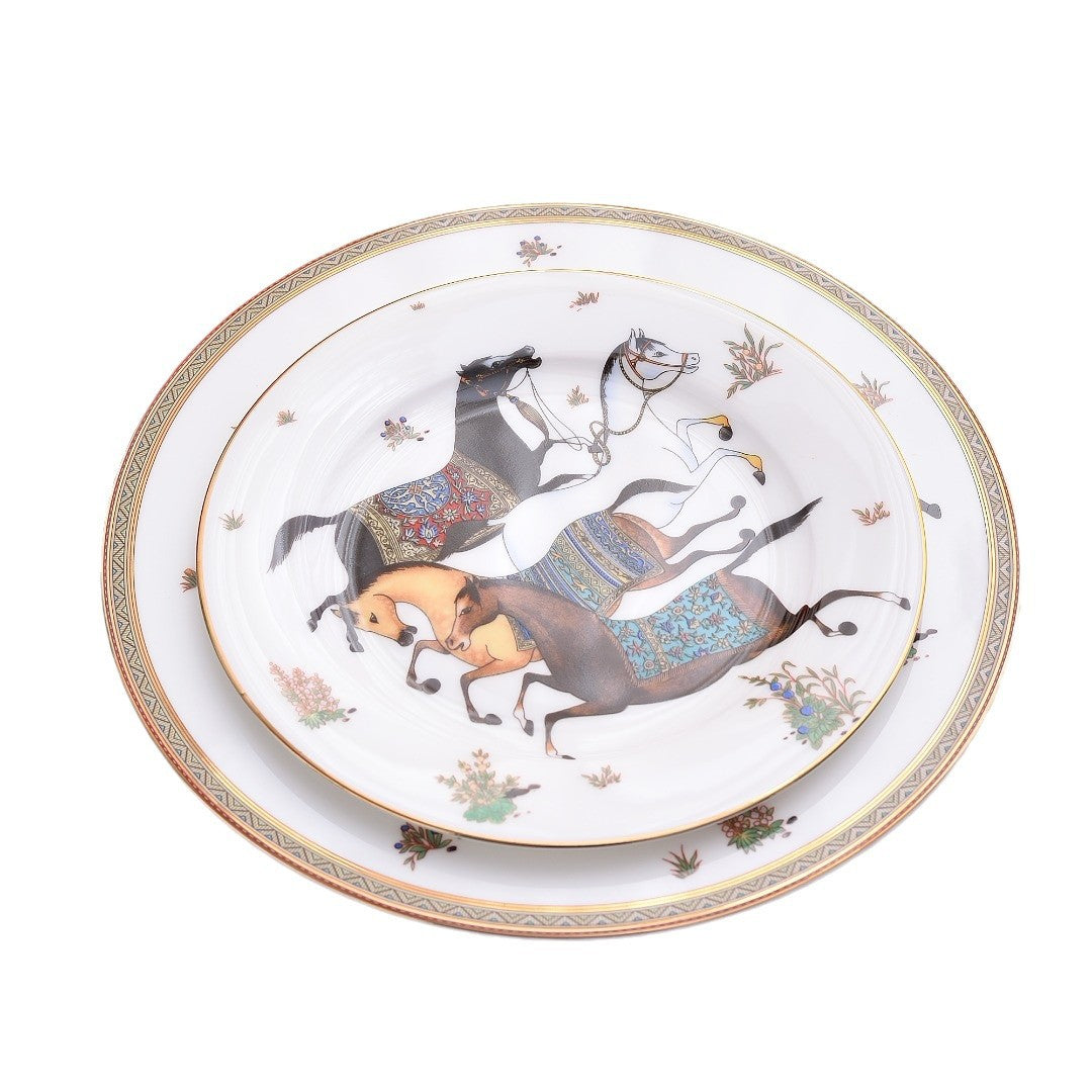 H Battle Horse Series Bone China Western Plate High-end Hotel Steak Plate 10inch Flat Plate