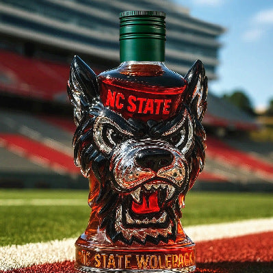 NC State Wolfpack Wolf-Head Whiskey Bottle - 400ml (5 Cap Styles)