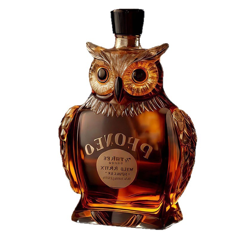 Owl Whiskey Decanter - Detailed Glass Spirit Bottle