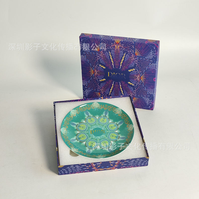 D Home Starry Sky Series Light Luxury Western Plate High-Value European Style Household Bone China Plate Dinner Plate Steak Plate