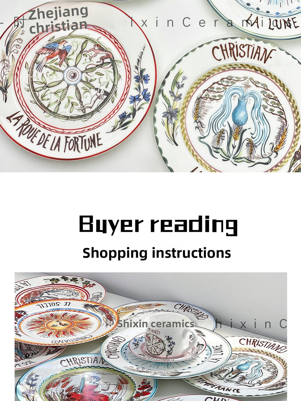 D Family Tableware Tarot Series Ceramic Plates Bone China Creative Gift Internet Celebrity Plates Steak Plates Set