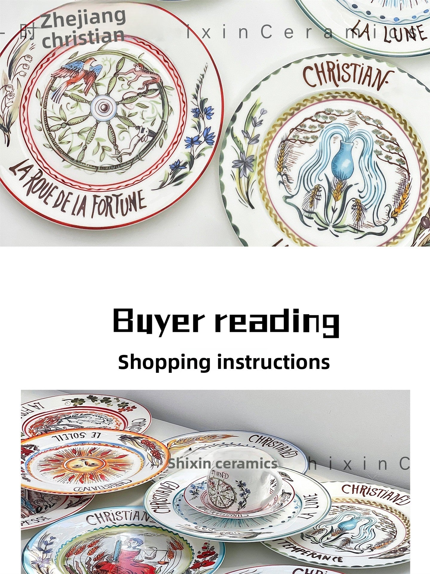 D Family Tableware Tarot Series Ceramic Plates Bone China Creative Gift Internet Celebrity Plates Steak Plates Set