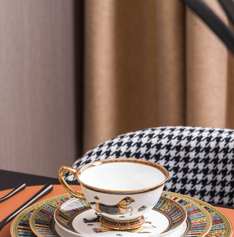 H Battle Horse Series Bone China Western Plate High-end Hotel Steak Plate 10inch Flat Plate