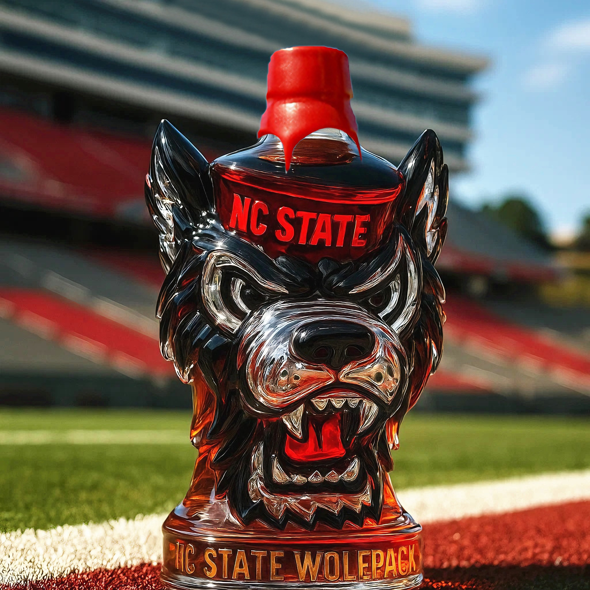 NC State Wolfpack Wolf-Head Whiskey Bottle - 400ml (5 Cap Styles)