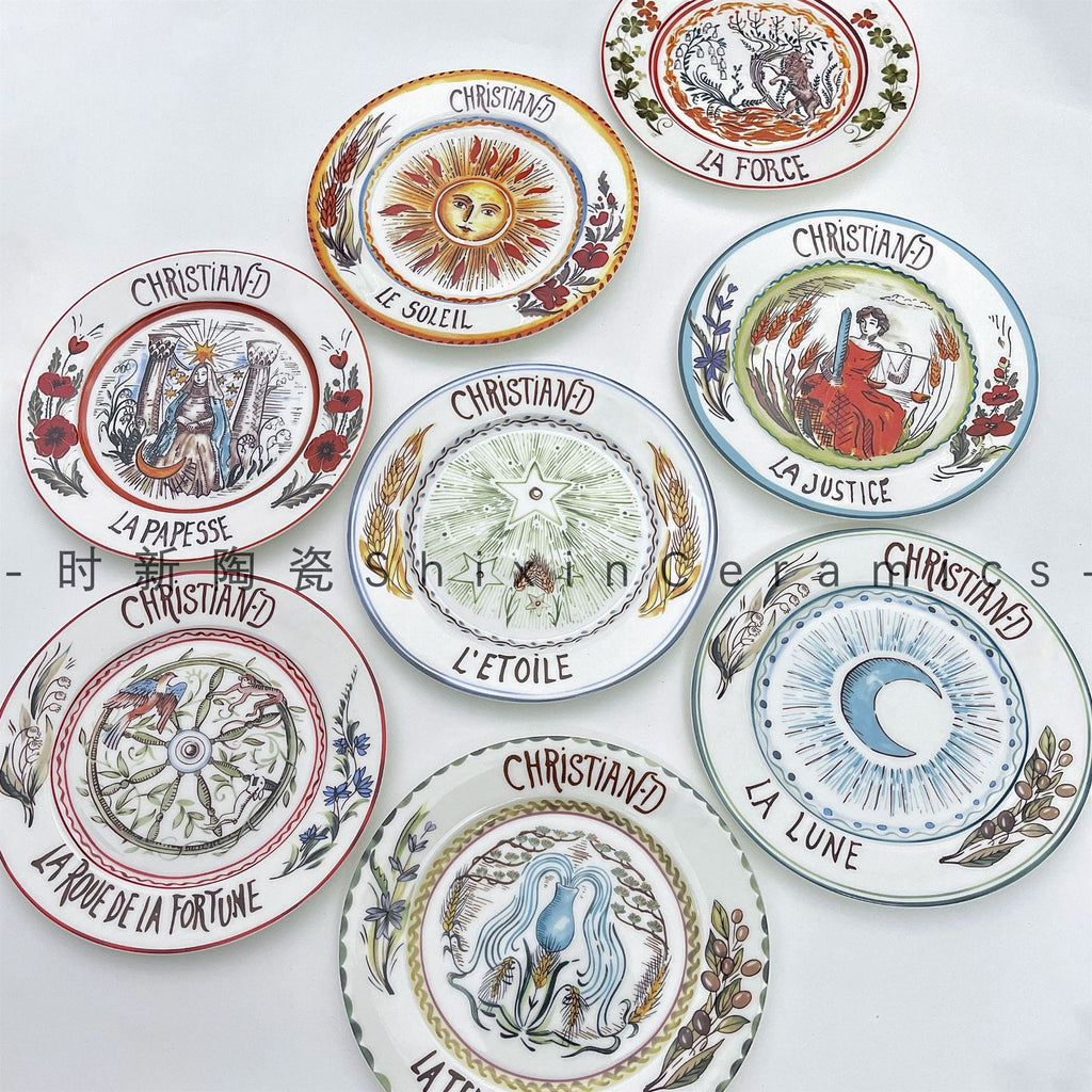 D Family Tableware Tarot Series Ceramic Plates Bone China Creative Gift Internet Celebrity Plates Steak Plates Set