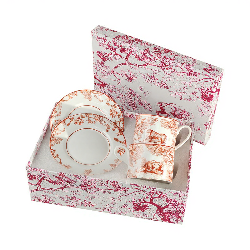D Family Rui Tiger Series Original Label Spoon Coffee Cup Saucer European Afternoon Tea Set Black Tea 2 Cups 2 Saucers Gift Box