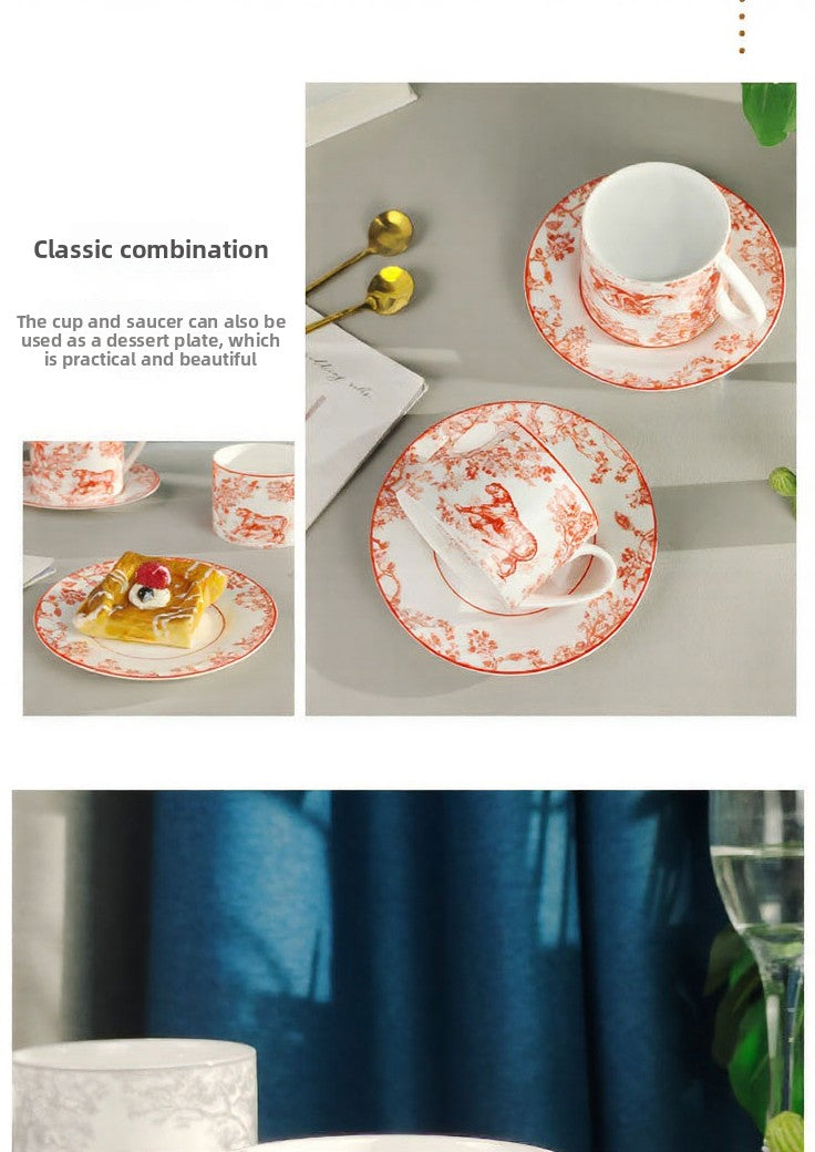 D Family Rui Tiger Series Original Label Spoon Coffee Cup Saucer European Afternoon Tea Set Black Tea 2 Cups 2 Saucers Gift Box