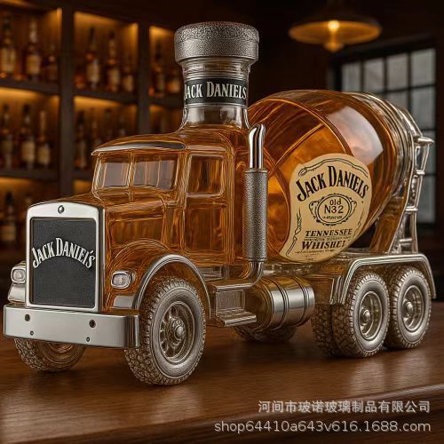 Cement Mixer Truck Whiskey Decanter - Jack Daniel's Themed Glass Bottle