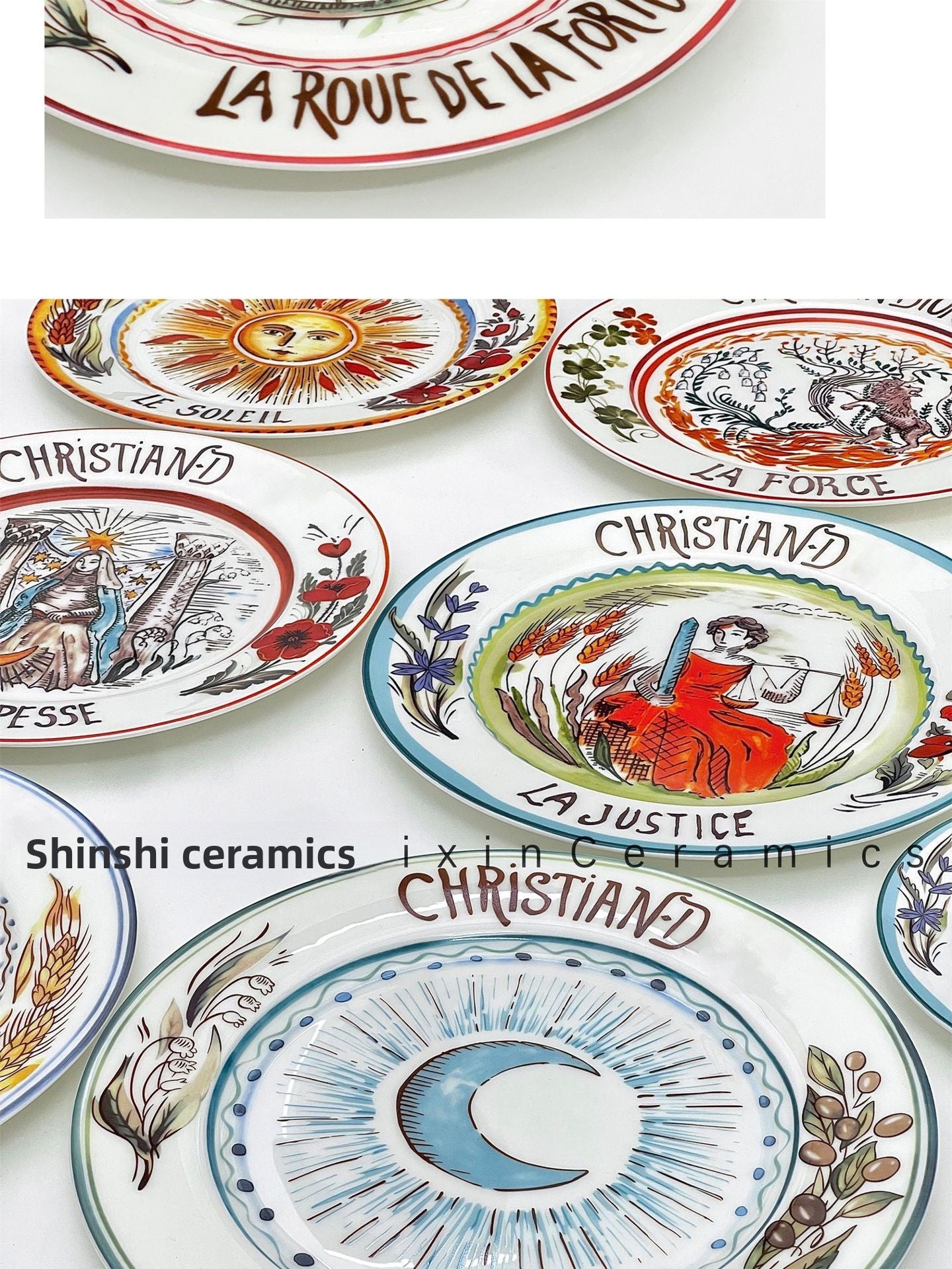 D Family Tableware Tarot Series Ceramic Plates Bone China Creative Gift Internet Celebrity Plates Steak Plates Set