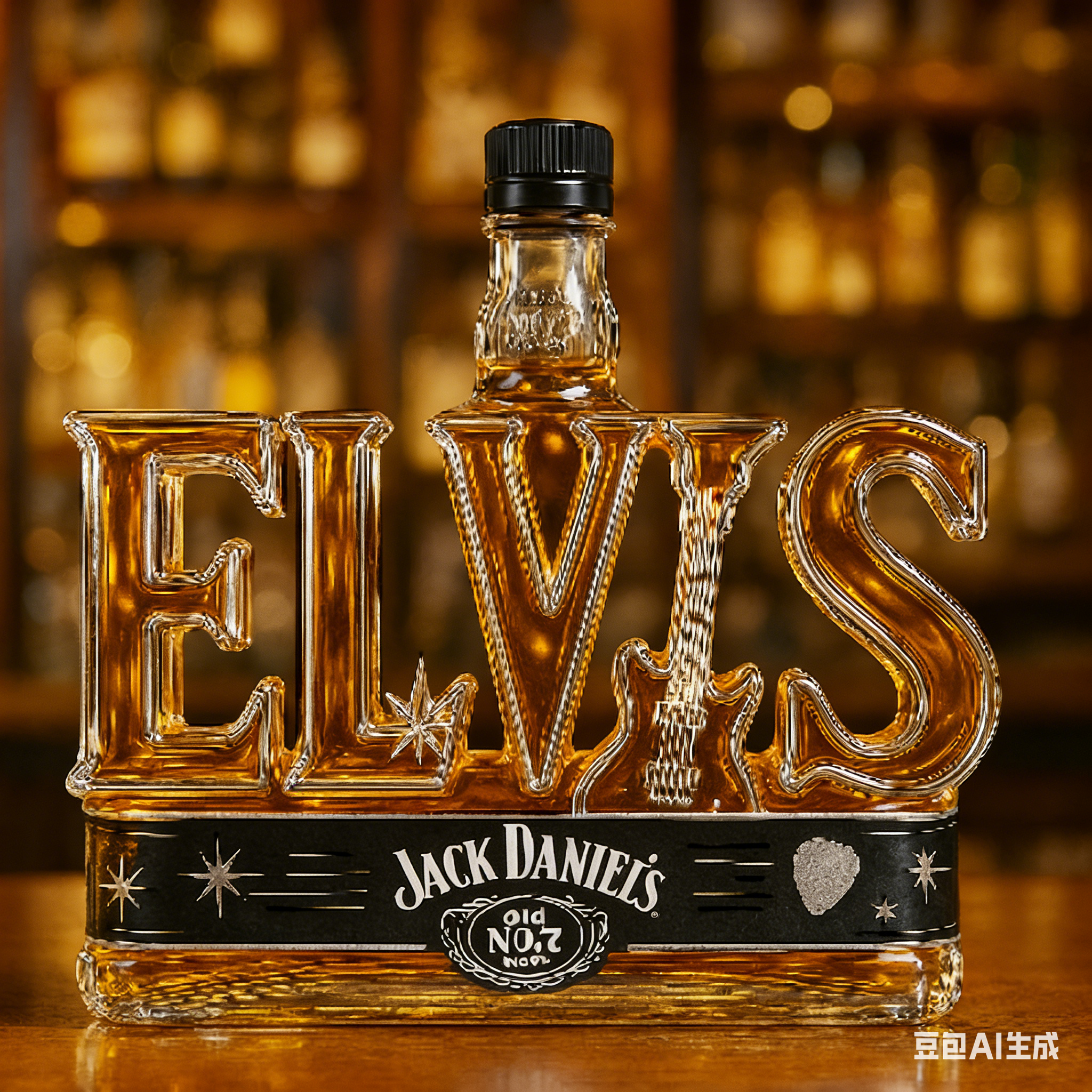 400ml Elvis Presley "ELVIS" Letter Whiskey Decanter - Crown Royal Themed Spirit Bottle