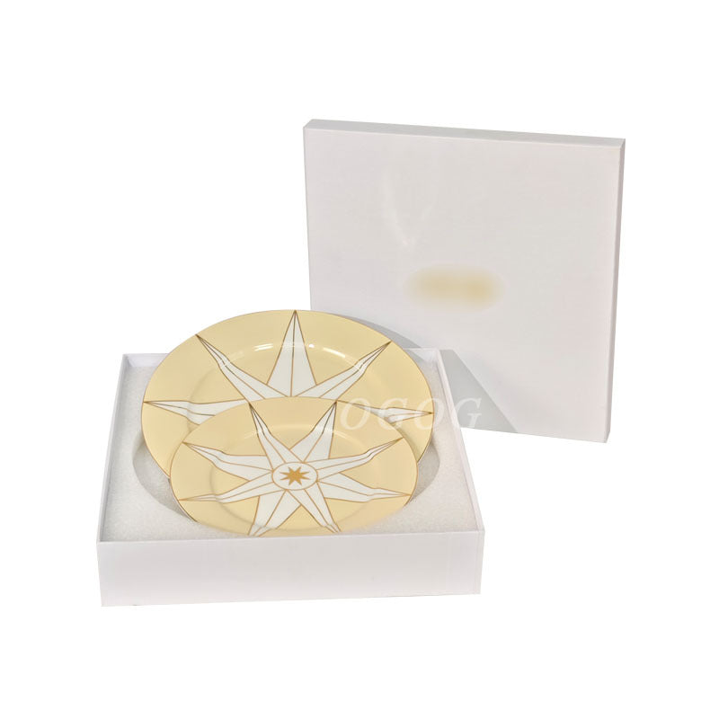 D Family Lucky Star Compass Series Gold-Edged Plate High-End Light Luxury European Style D Family Dinner Plate Western Plate