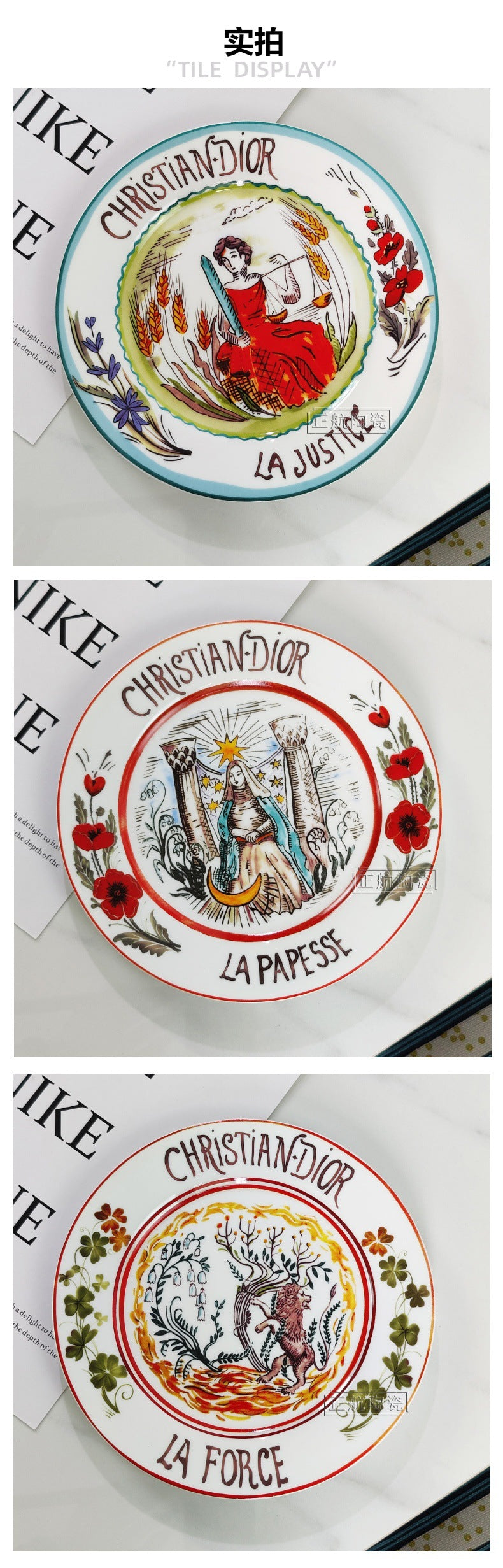 D Brand High-End Exquisite Bone China Western Plate Sun Moon Stars 8inch Flat Plate Steak Salad Ceramic 4-Piece Set