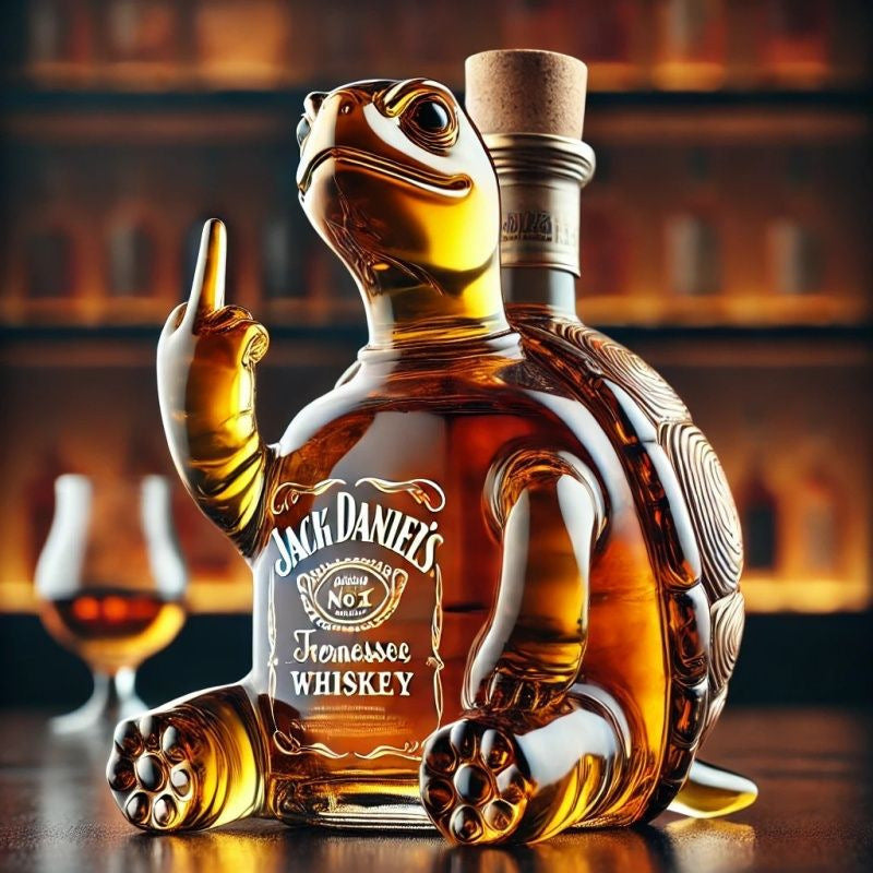 Turtle Whiskey Decanter - Jack Daniel's Themed Glass Spirit Bottle