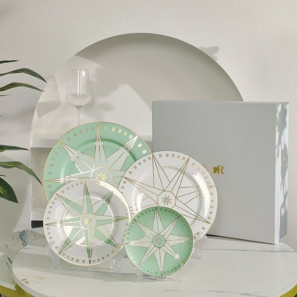 D Family Lucky Star Bone China Dinner Plates Set of Four Round Plates Dish Plates Decorative Plates Dessert Plates Snack Plates
