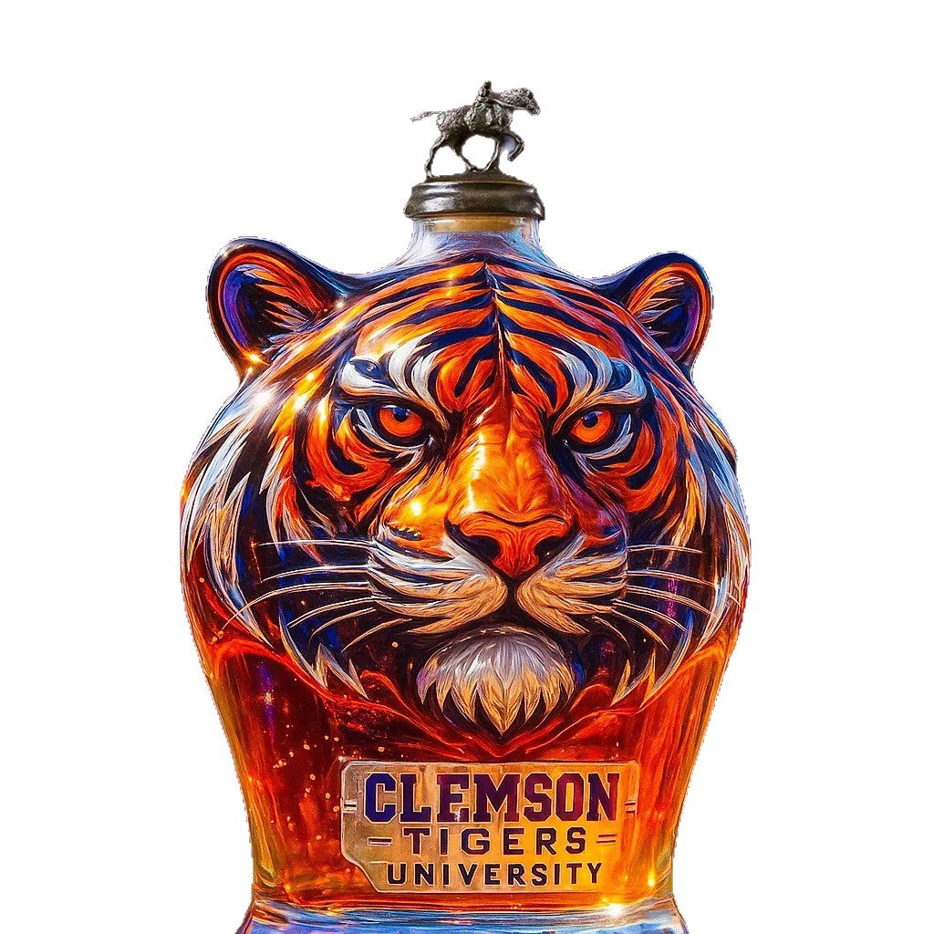 Crimson Tiger Whiskey Decanter - Clemson Tigers Themed (Artisanal Glass)