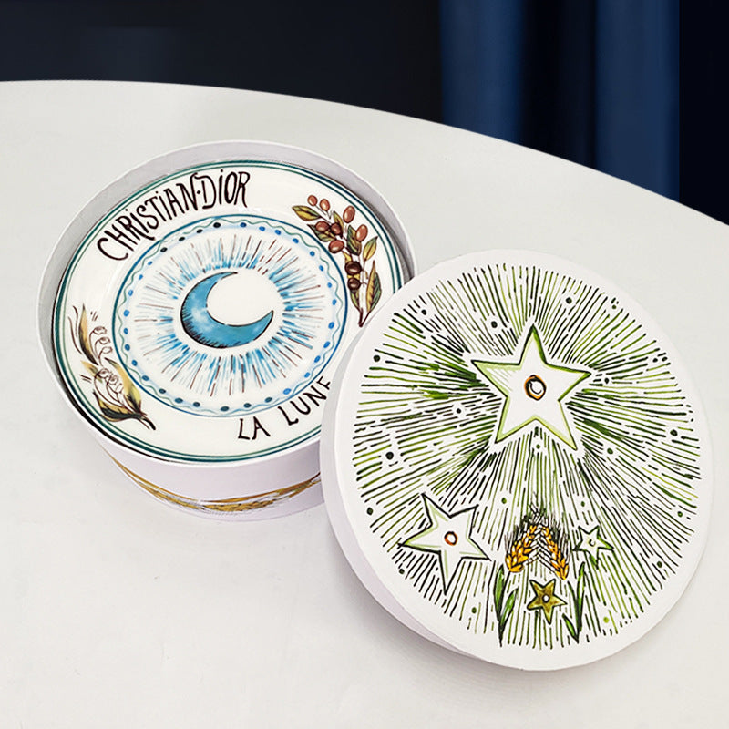 D Family 4-Piece Gift Box Sun Dinner Plate Steak Plate Household Ceramic Plate Dish Plate Cake Plate Dessert Plate Breakfast Plate