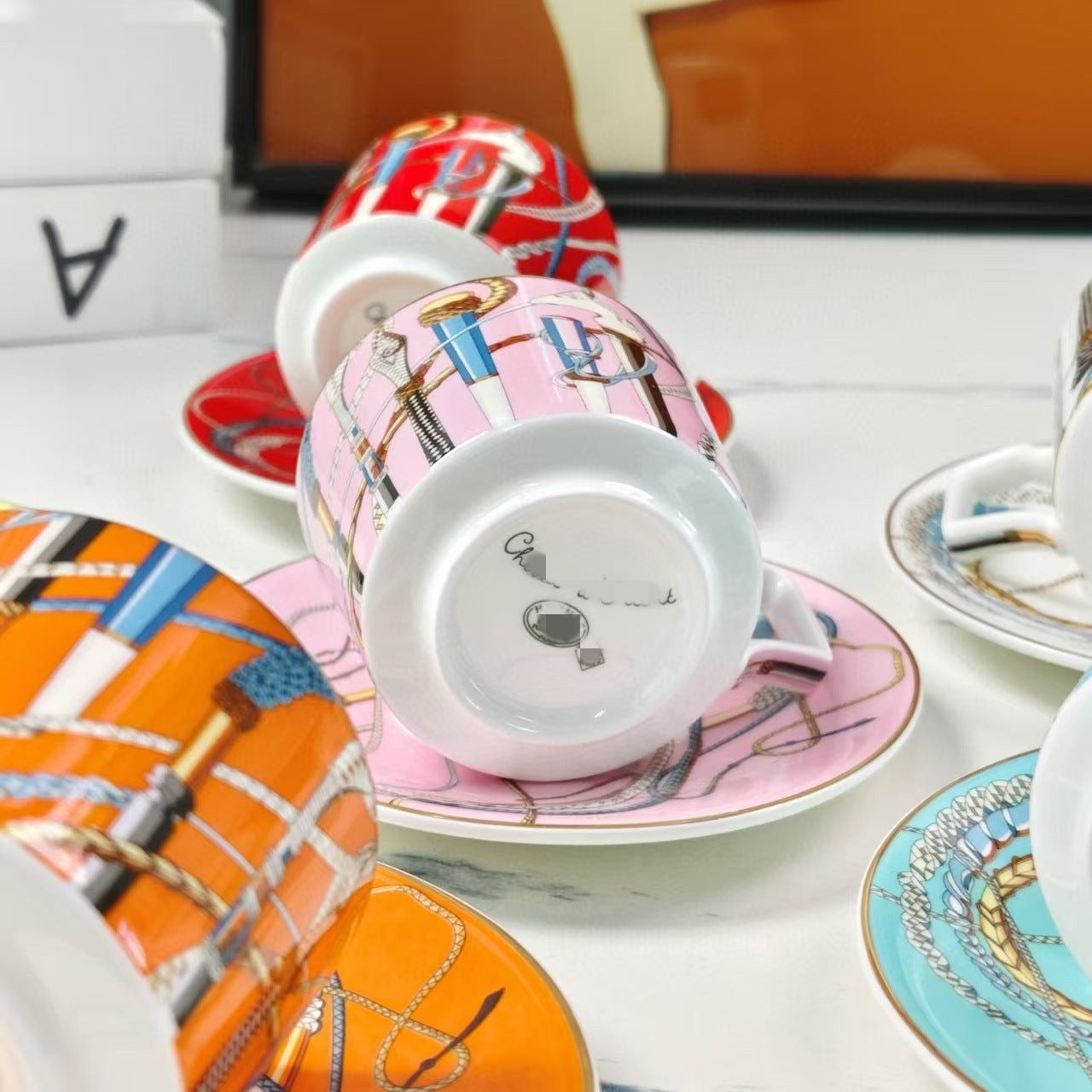 Hermès Colorful Power Staff Concentrated Six Cups Six Saucers Coffee Cup Saucer Afternoon Tea Set Tea Cup Coffee Cup Set