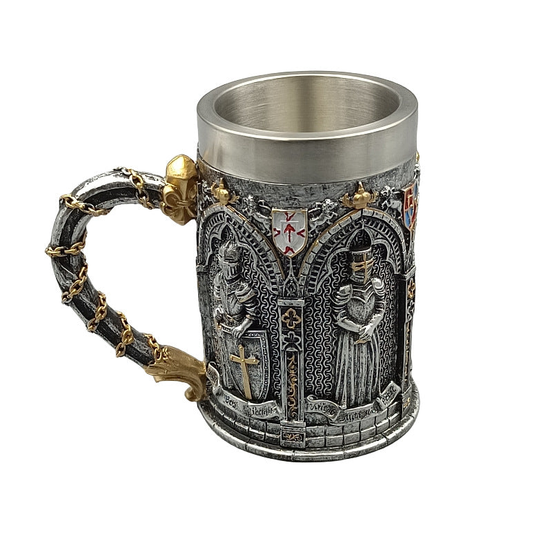 Creative Personality British David Soldier Beer Mug Creative Handmade Armor Soldier Stainless Steel Beer Mug Bar Water Cup