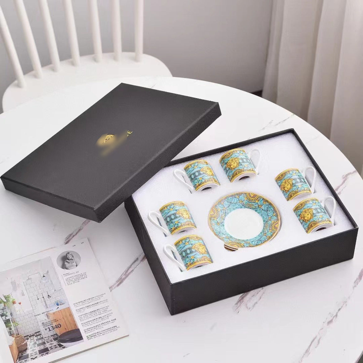 H Home Concentrated Cup and Saucer Set 612 Pieces Personalized Simple Household Afternoon Tea Coffee Cup Gift Box Set