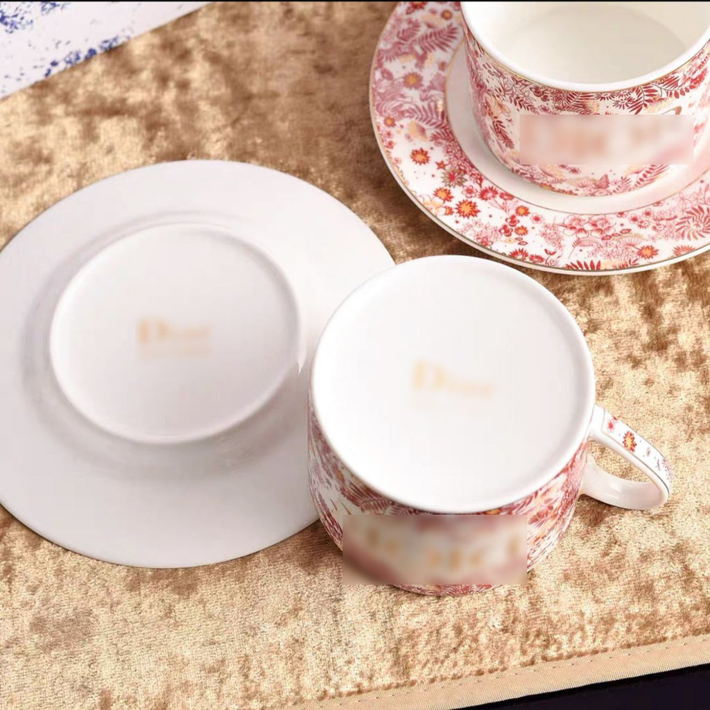 High-end Exquisite Ceramic Western Plate D Home Blue Gold Afternoon Tea Dessert Plate Coffee Cup Pastry Fruit Plate