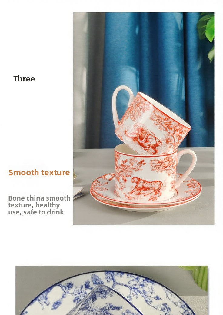 D Family Rui Tiger Series Original Label Spoon Coffee Cup Saucer European Afternoon Tea Set Black Tea 2 Cups 2 Saucers Gift Box