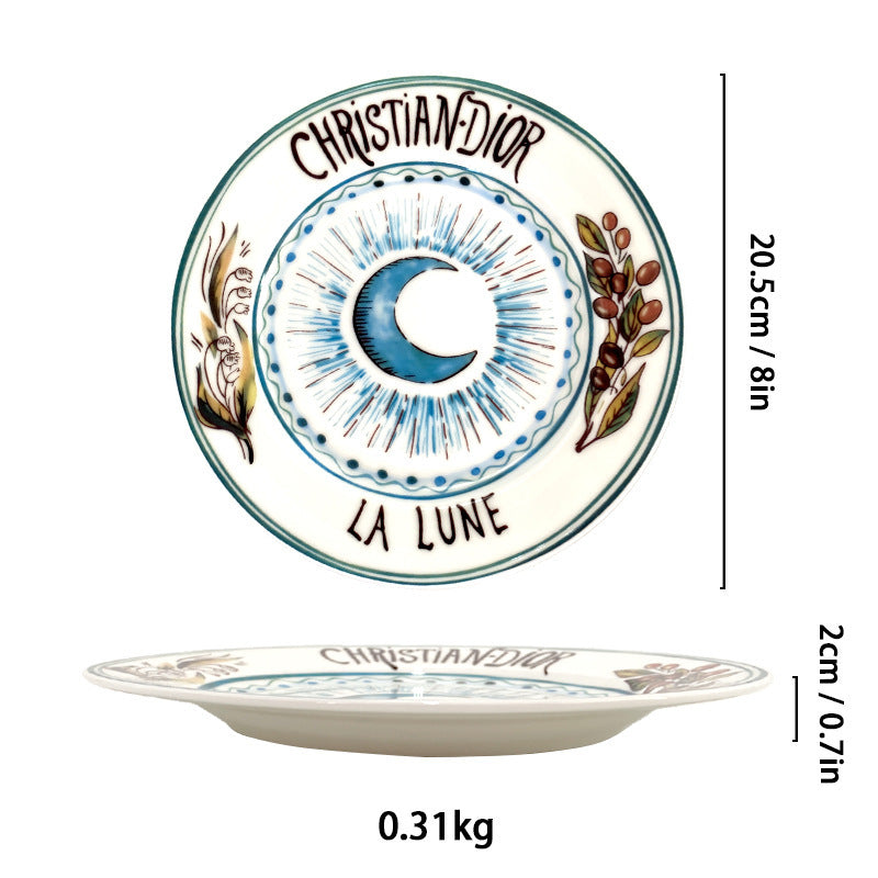 D Family 4-Piece Gift Box Sun Dinner Plate Steak Plate Household Ceramic Plate Dish Plate Cake Plate Dessert Plate Breakfast Plate