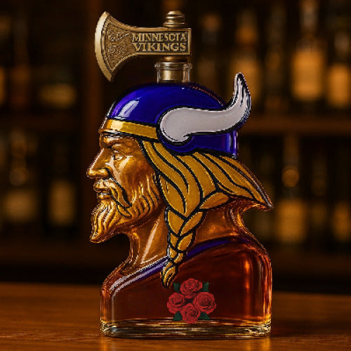 Minnesota Vikings Viking Head Whiskey Decanter - Themed Spirit Bottle