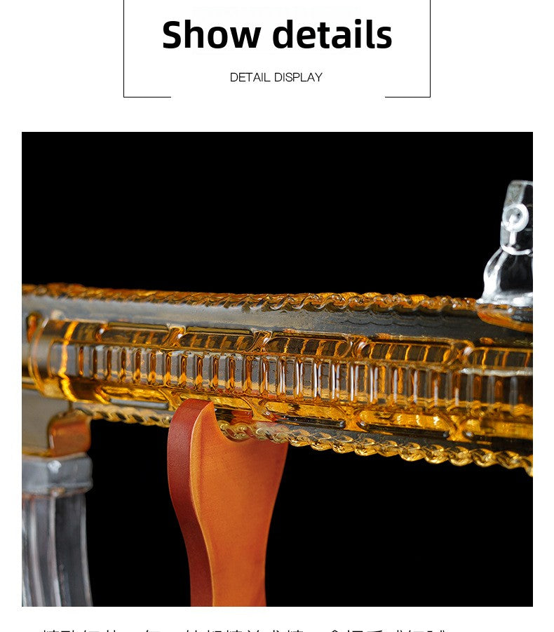 700ml Submachine Gun Whiskey Decanter Set - Full Rifle-Shaped Glass Decanter with Stand & Glasses
