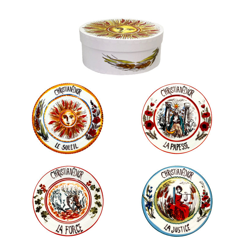 D Family 4-Piece Gift Box Sun Dinner Plate Steak Plate Household Ceramic Plate Dish Plate Cake Plate Dessert Plate Breakfast Plate
