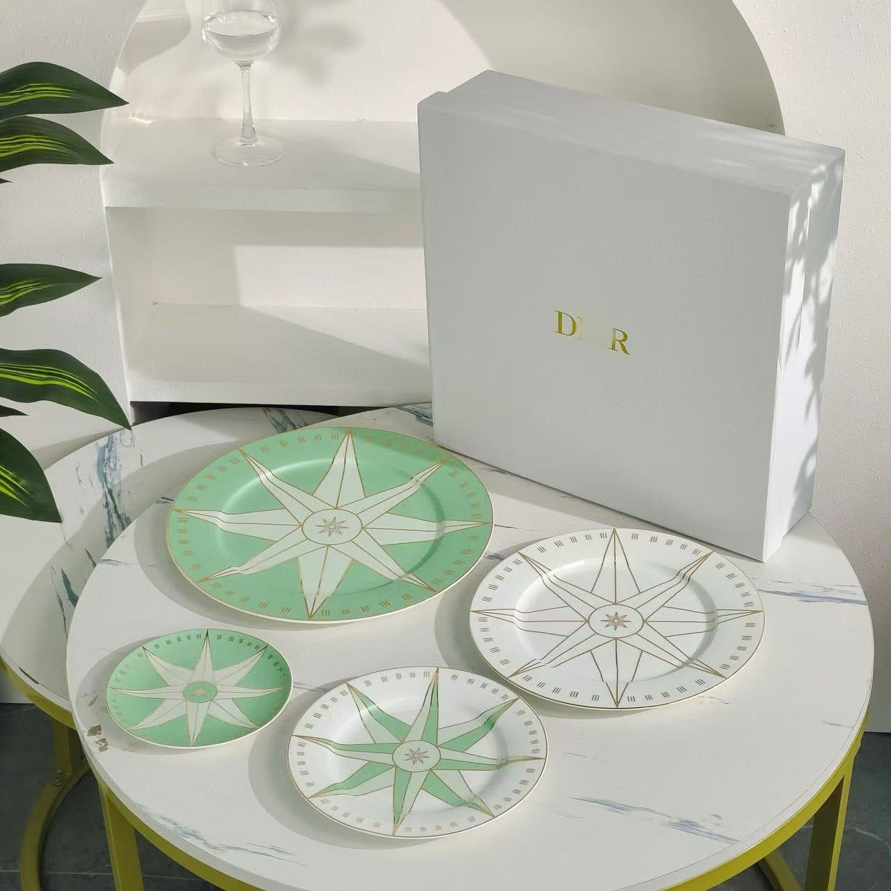 D Family Lucky Star Bone China Dinner Plates Set of Four Round Plates Dish Plates Decorative Plates Dessert Plates Snack Plates