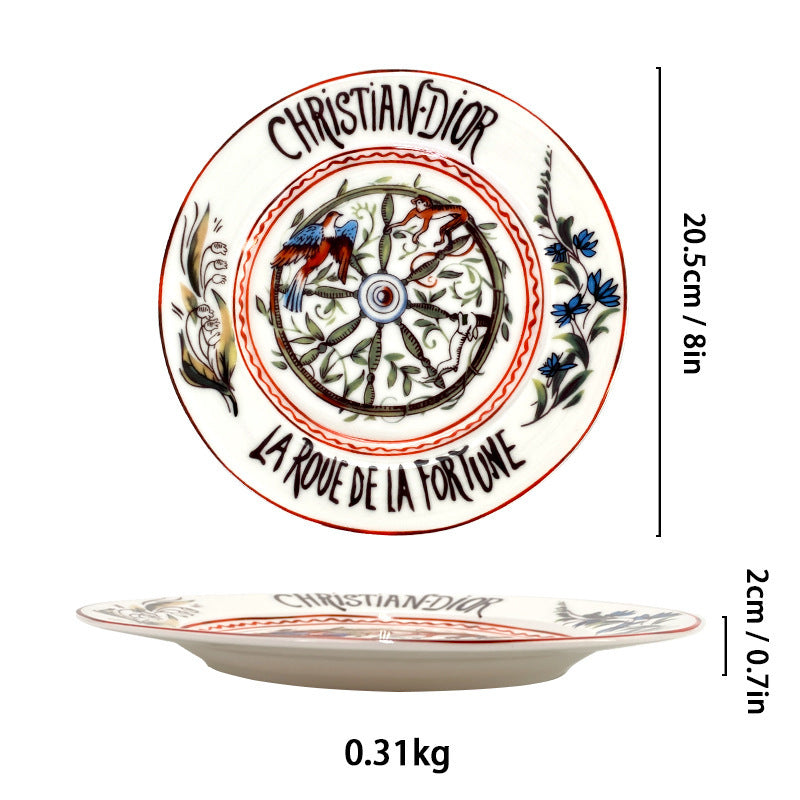 D Family 4-Piece Gift Box Sun Dinner Plate Steak Plate Household Ceramic Plate Dish Plate Cake Plate Dessert Plate Breakfast Plate