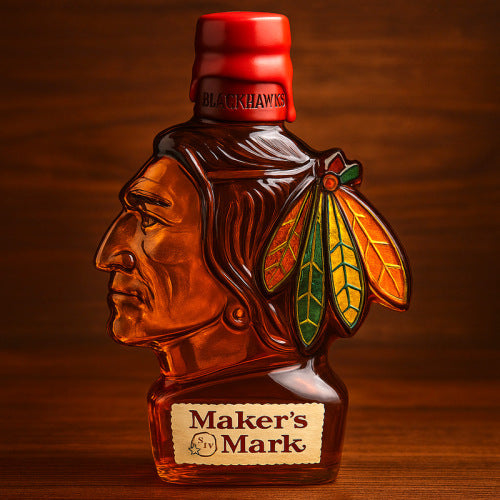 Chicago Blackhawks Whiskey Decanter - Native American Mascot Shaped Spirit Bottle