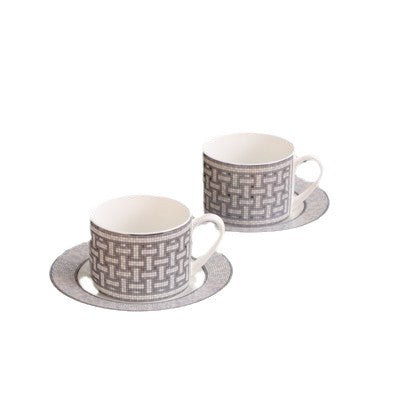 H Home Coffee Cup Set Bone China Afternoon Tea Set Gift Box High Temperature Resistant Tea Cup with 2 Saucers Gift Box