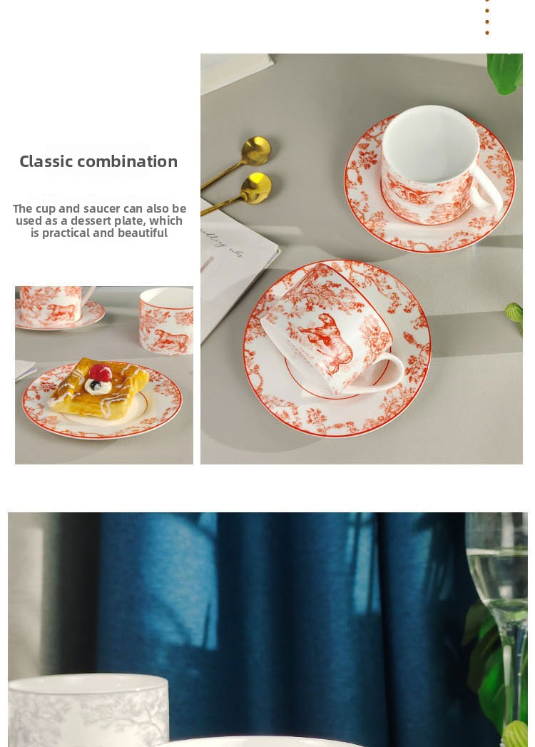 D Brand Cup Coffee Cup Saucer Light Luxury Style Tableware Cup Afternoon Tea Cup Saucer Double Gift Box Exquisite Cup Gift Present