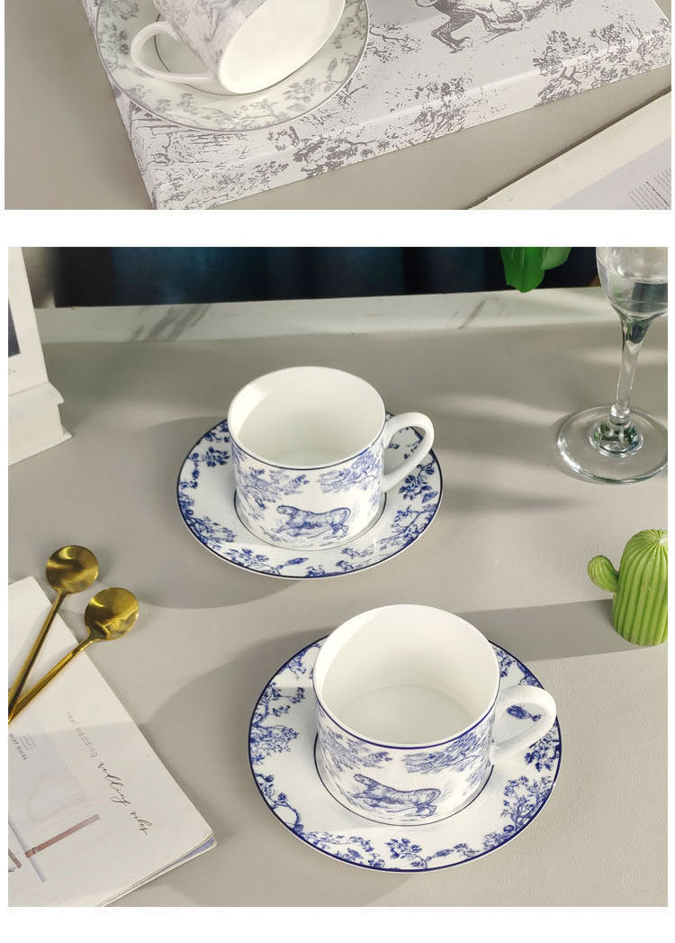 D Brand Cup Coffee Cup Saucer Light Luxury Style Tableware Cup Afternoon Tea Cup Saucer Double Gift Box Exquisite Cup Gift Present