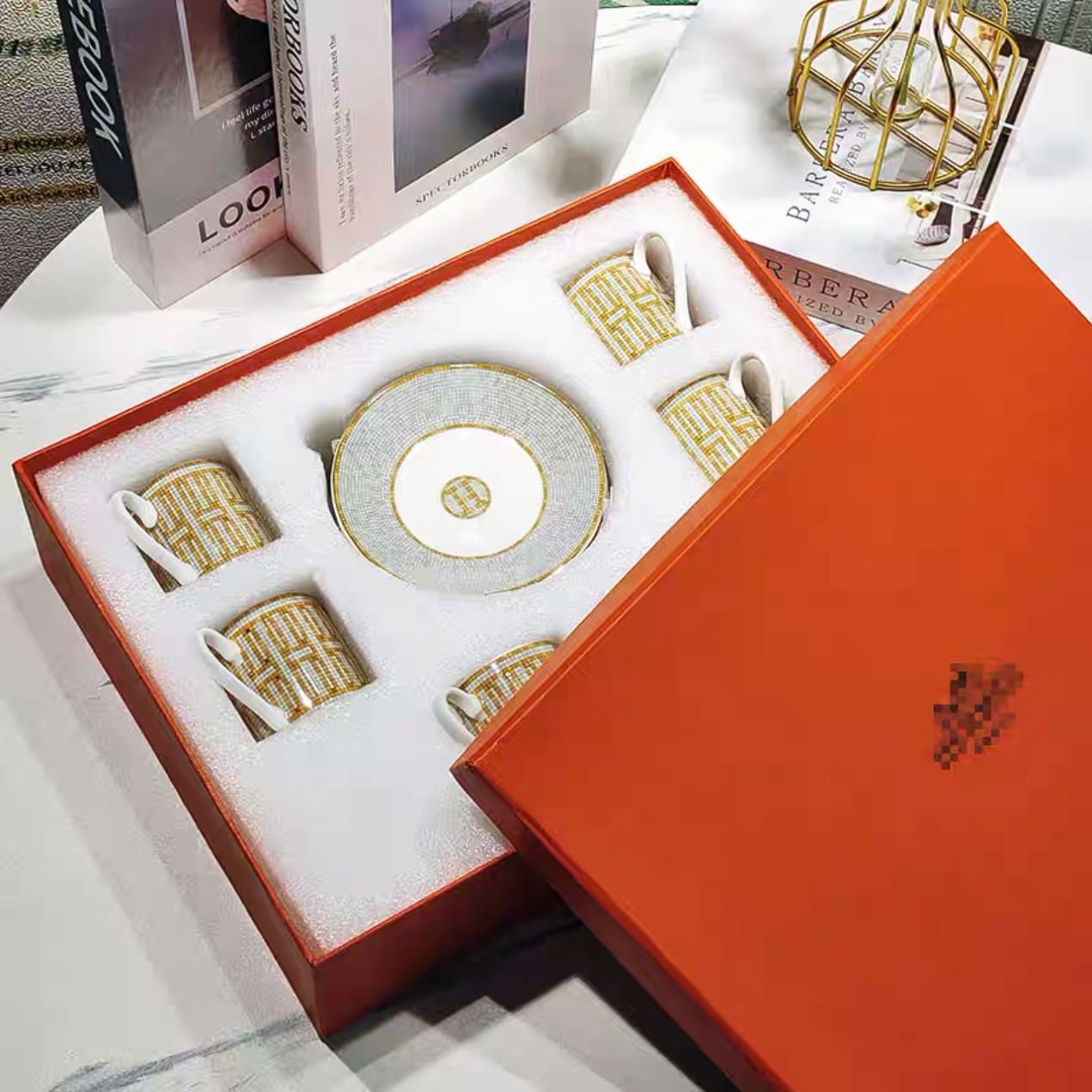 H Home Concentrated Cup and Saucer Set 612 Pieces Personalized Simple Household Afternoon Tea Coffee Cup Gift Box Set