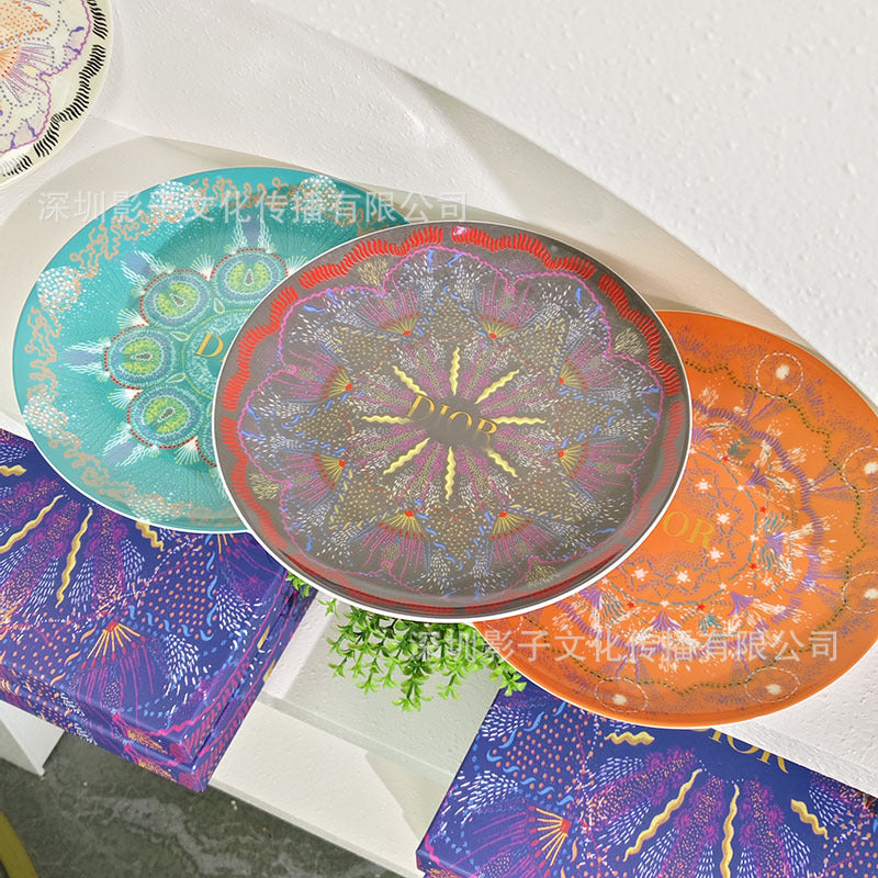 D Home Starry Sky Series Light Luxury Western Plate High-Value European Style Household Bone China Plate Dinner Plate Steak Plate