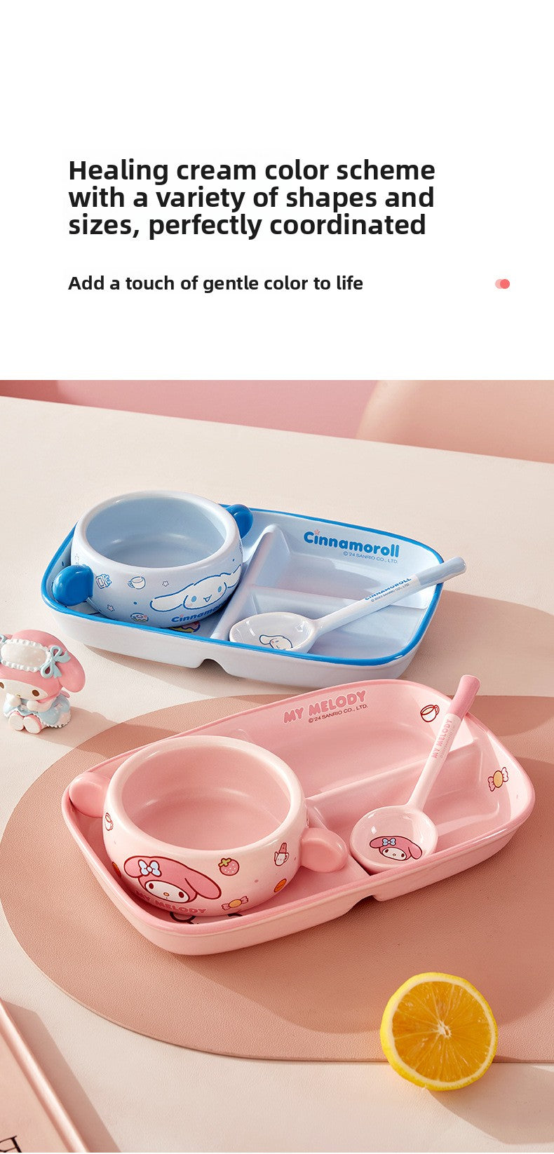 My Melody & Cinnamoroll Divided Bento Box Set - Sanrio Character Lunch Container