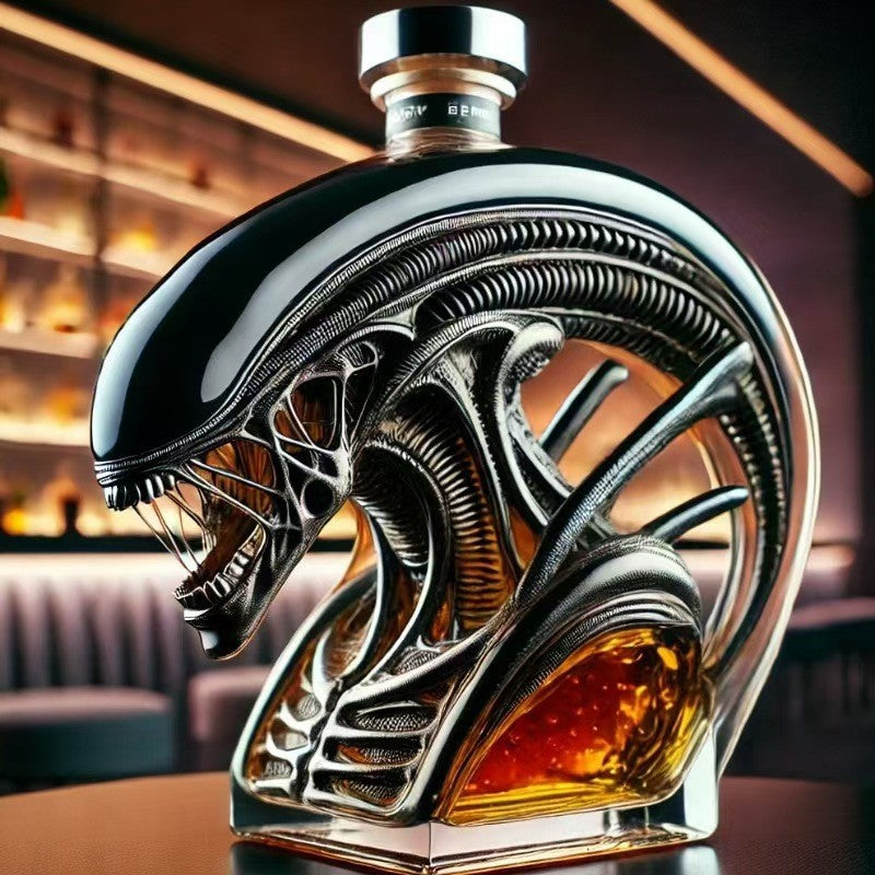 Alien Shaped Whiskey Bottle - Sci-Fi Unique Liquor Decanter for Home Bar