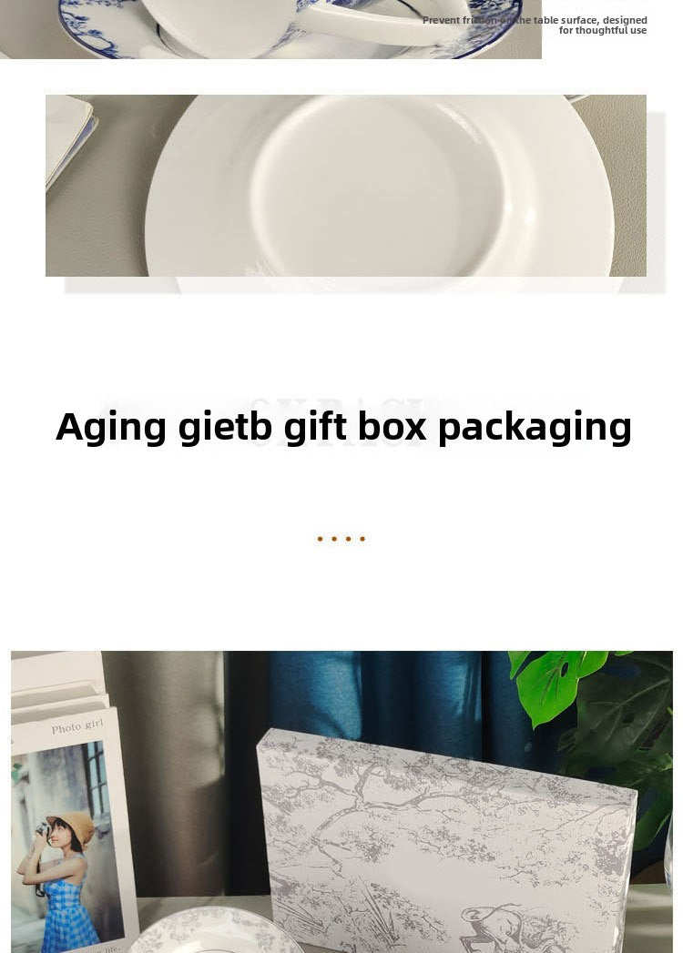 D Brand Cup Coffee Cup Saucer Light Luxury Style Tableware Cup Afternoon Tea Cup Saucer Double Gift Box Exquisite Cup Gift Present