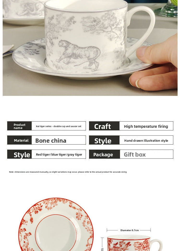 D Brand Cup Coffee Cup Saucer Light Luxury Style Tableware Cup Afternoon Tea Cup Saucer Double Gift Box Exquisite Cup Gift Present