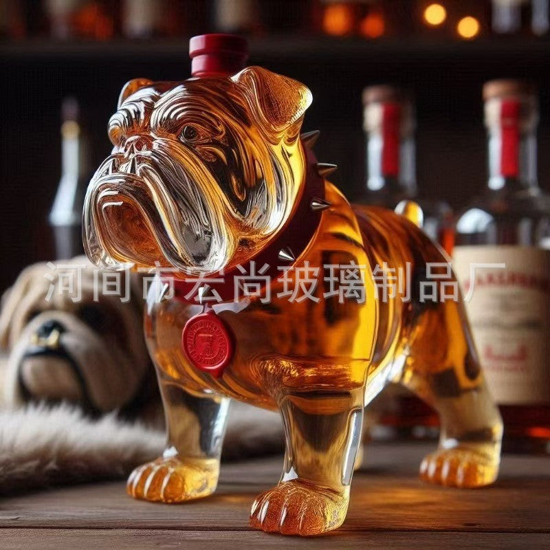 Bulldog Whiskey Decanter - Spiked Collar Glass Spirit Bottle