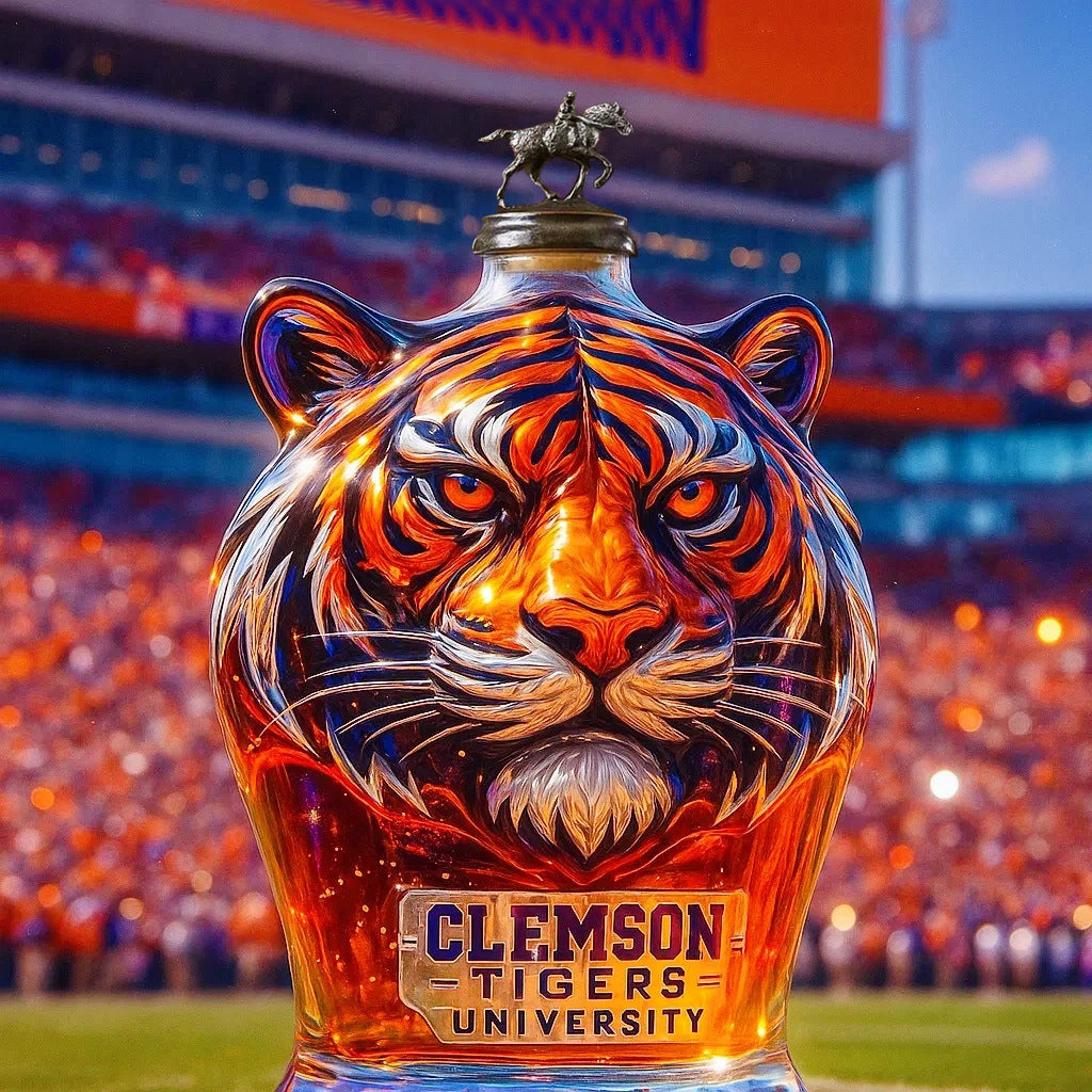 Crimson Tiger Whiskey Decanter - Clemson Tigers Themed (Artisanal Glass)