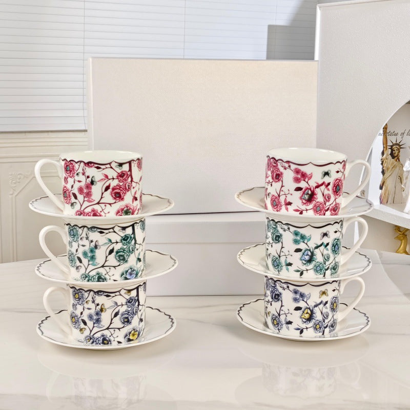 D Ceramic Tableware Light Luxury Linglan European High-End Tableware Food Tray Bone-China Cup Western Food Tray