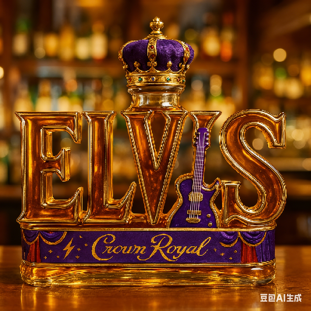 400ml Elvis Presley "ELVIS" Letter Whiskey Decanter - Crown Royal Themed Spirit Bottle