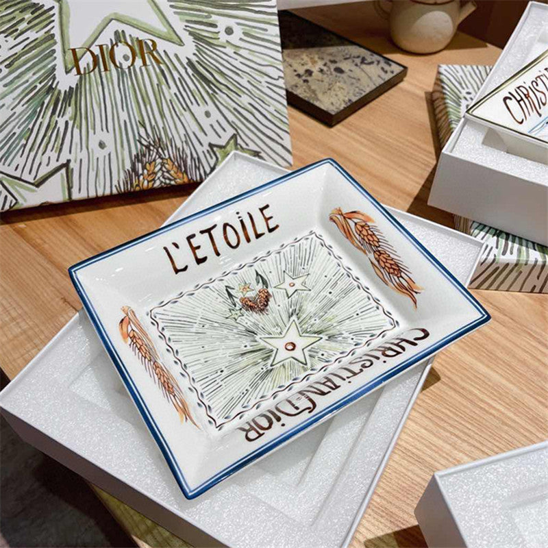 D Moon Series Bone China Tarot Card Storage Tray Home Retro Tray Light Luxury Style