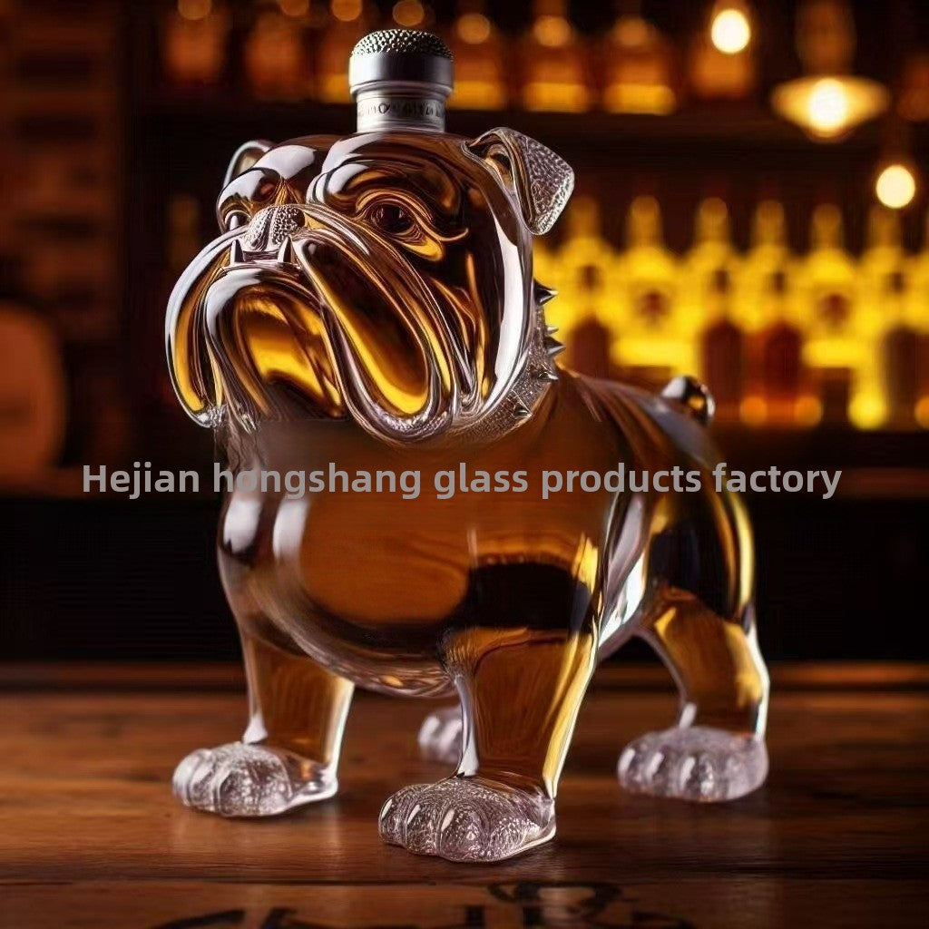 Bulldog Whiskey Decanter - Spiked Collar Glass Spirit Bottle