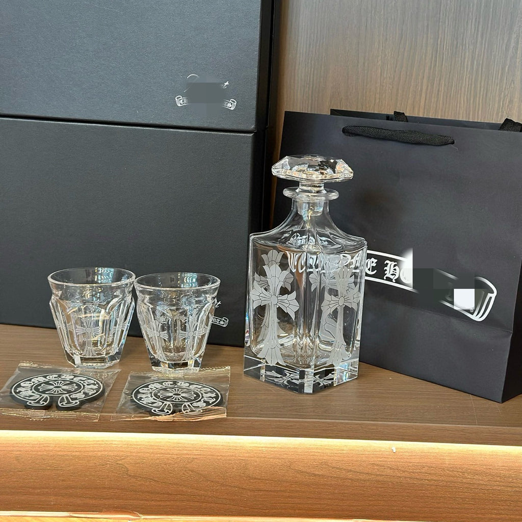 Chrome Hearts x Baccarat Crystal Whiskey Decanter Set - Luxury Designer Barware with Gift Box