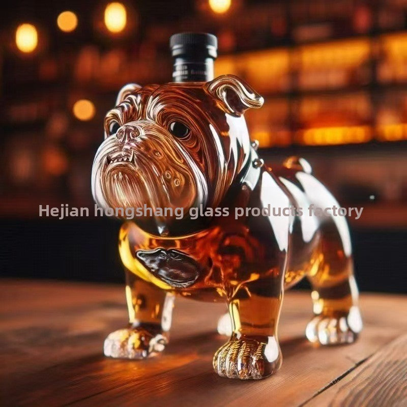 Bulldog Whiskey Decanter - Spiked Collar Glass Spirit Bottle