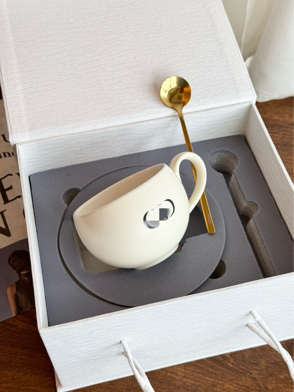 D new cup, saucer, and spoon three-piece set